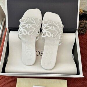 Loewe Petal Anagram Slide in Soft Calfskin
